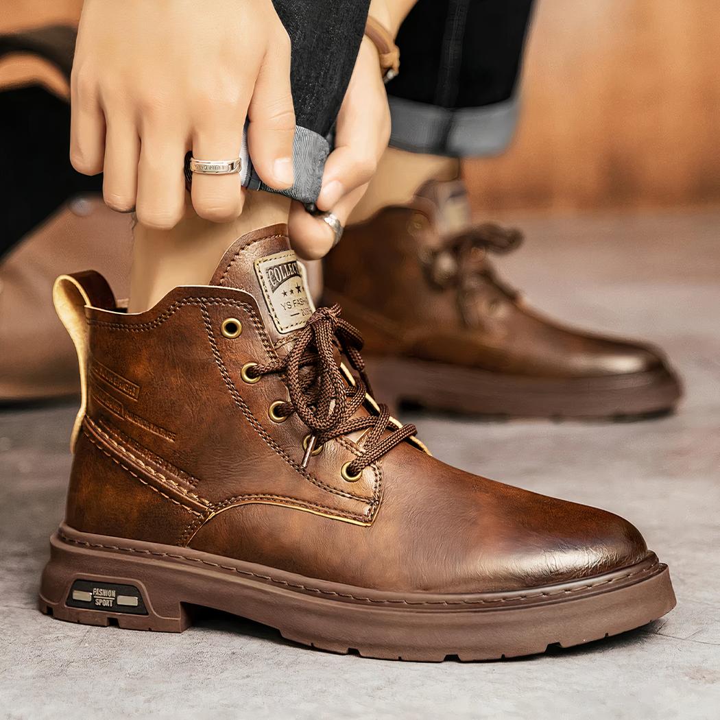 Botte mi haute homme imperméable style vintage – Image 5