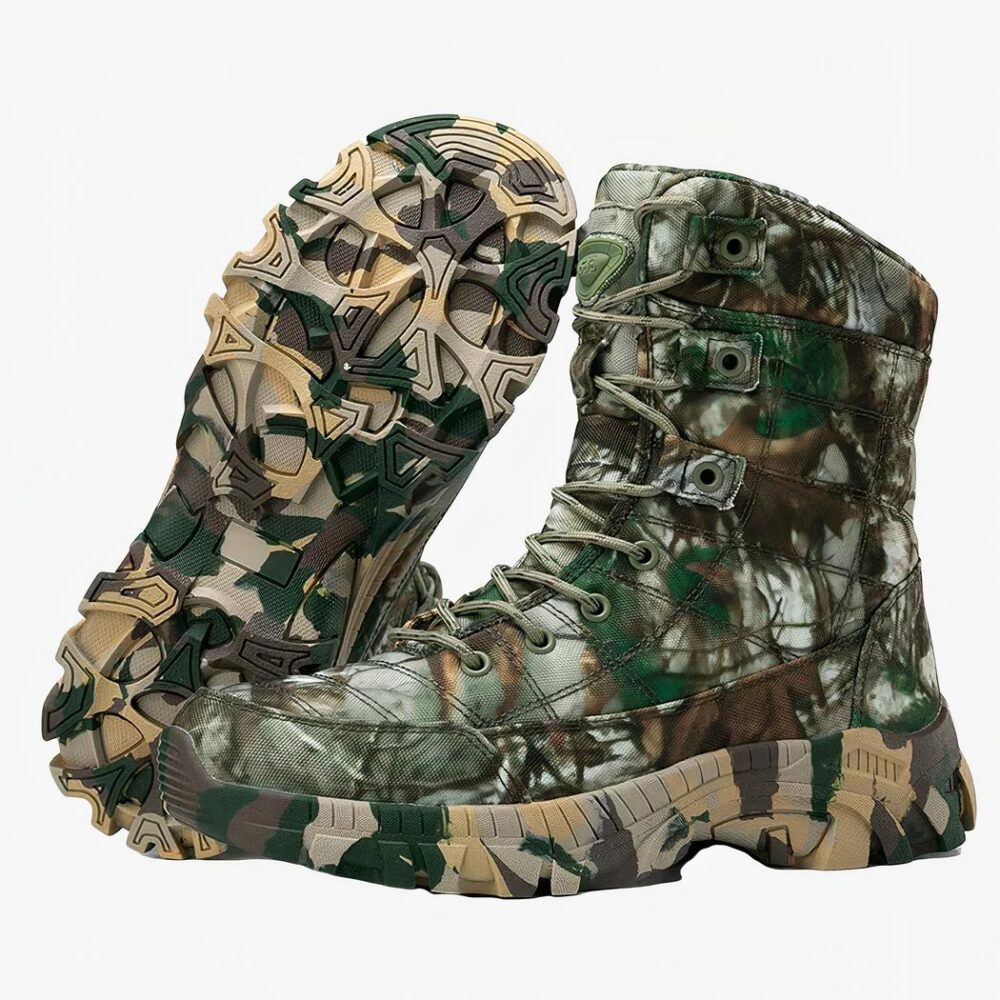 Botte militaire homme tactique pour randonnée sur fond blanc