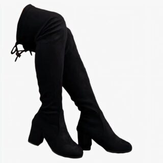 Botte mollet large haute et plissée sur fond marron