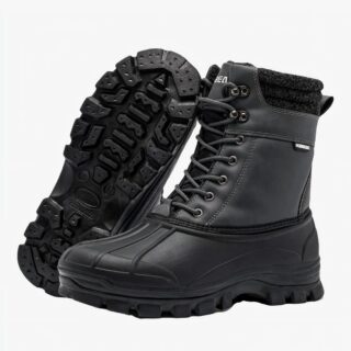 Botte de neige homme imperméable à lacets sur fond blanc