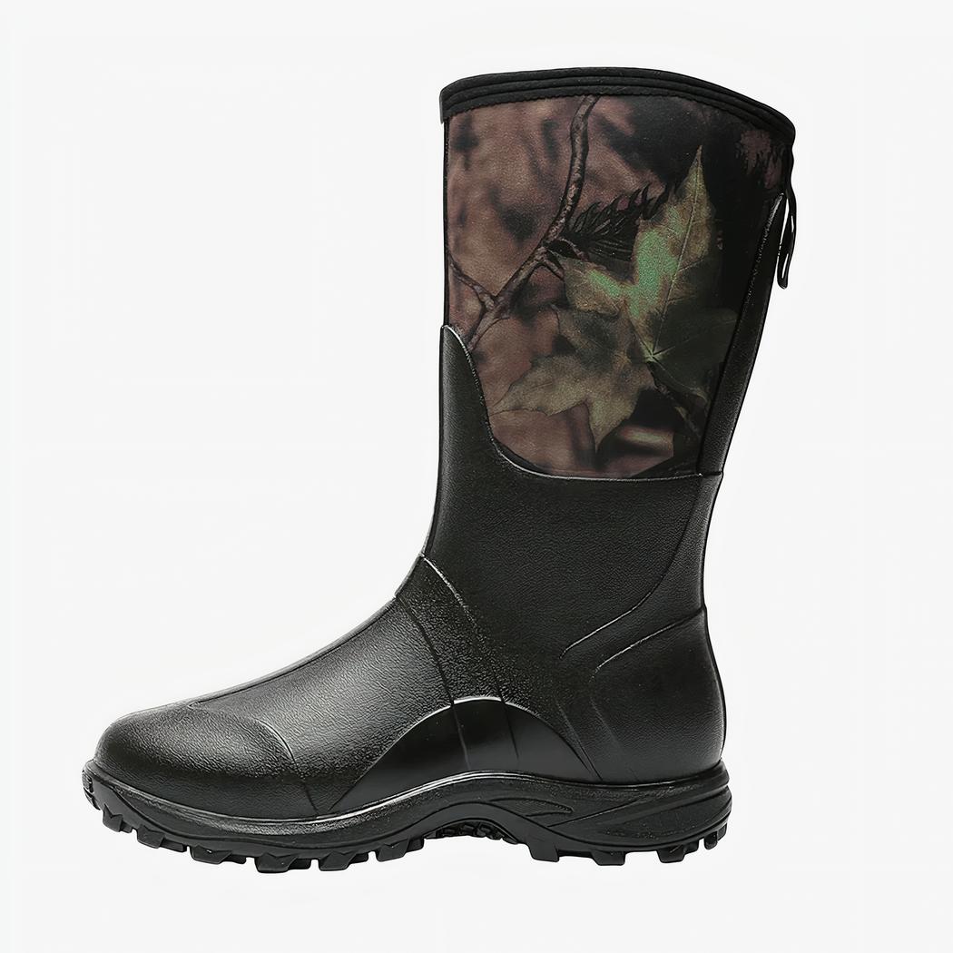 Botte de pêche noire design et élégante sur fond blanc