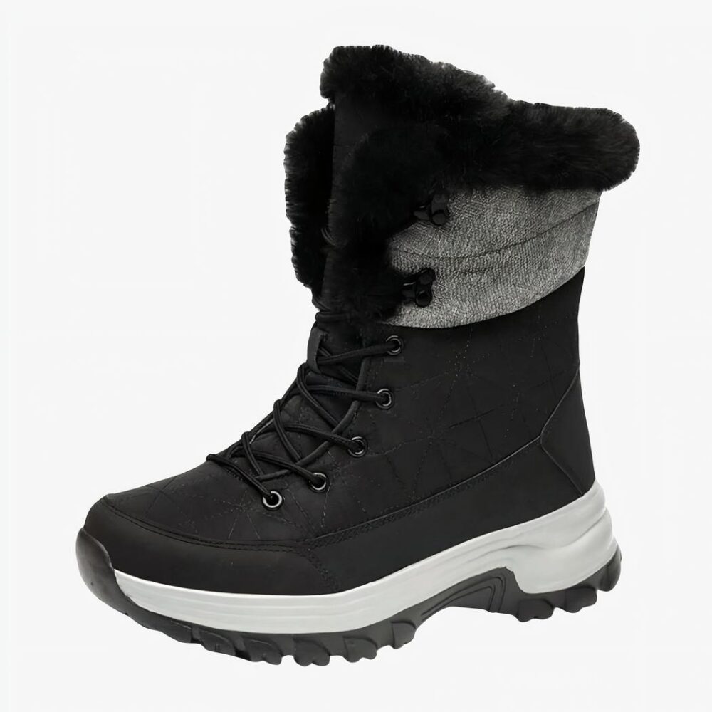 Botte de ski homme noire et fourrée à lacets