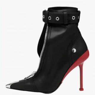 Botte à talon femme sexy sur fond gris