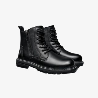 Botte mi haute homme confortable avec fermeture éclair sur fond blanc