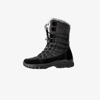 Botte de ski homme noire et imperméable à lacets sur fond blanc