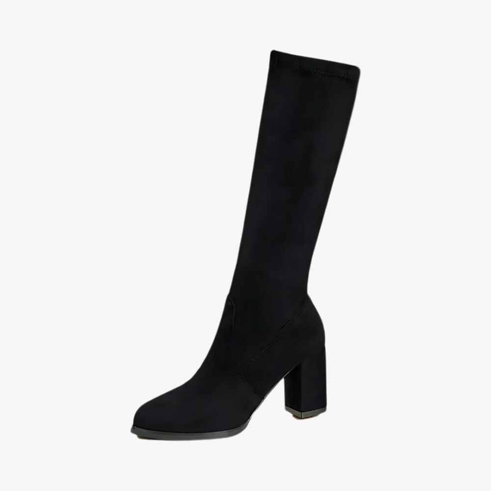 Botte à talon noire effet daim pour femme IMG 08 2024 botte talon noire effet daim femme 2