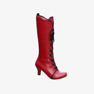 Botte vintage rouge élégante et raffinée sur fond blanc